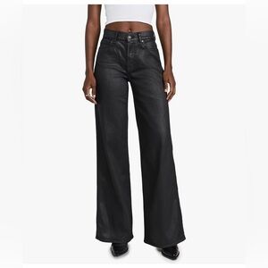 7‎ For All Mankind Lotta Wide-Leg Coated black Jeans 26